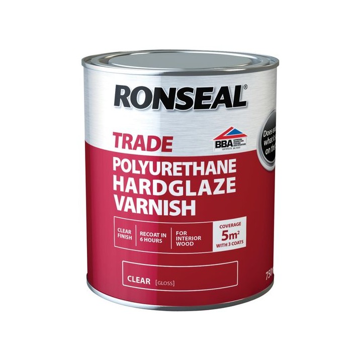 Ronseal Trade Polyurethane Hardglaze Interior Varnish 750ml