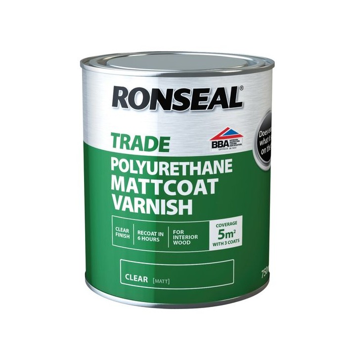 Ronseal Trade Polyurethane Mattcoat Interior Varnish Matt 750ml