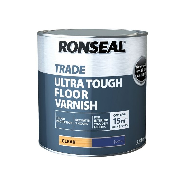 Ronseal Trade Ultra Tough Floor Varnish Clear Satin 2.5L