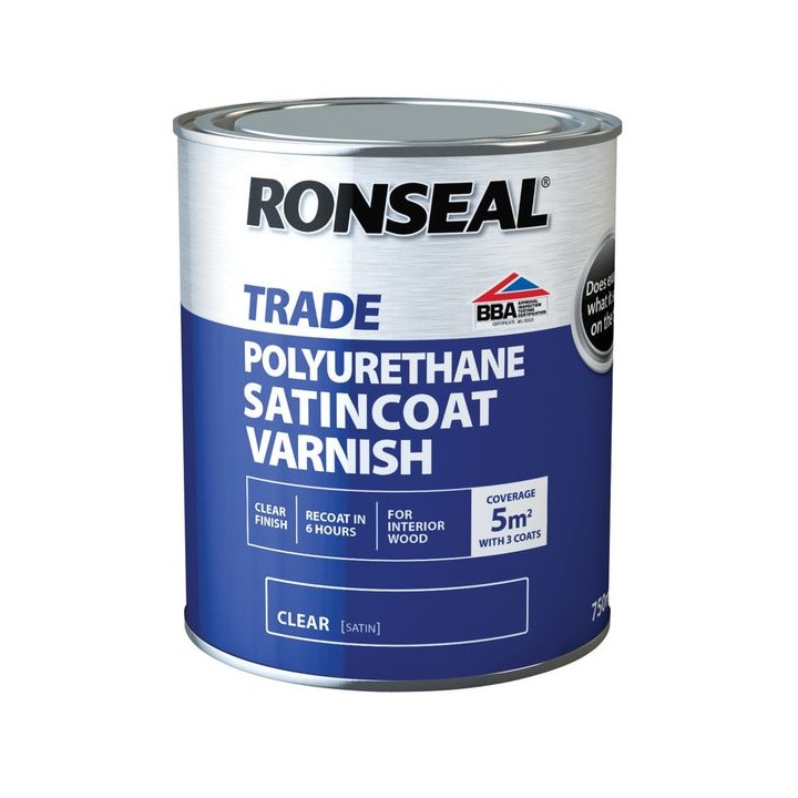 Ronseal Trade Polyurethane Satincoat Interior Varnish Satin 750ml